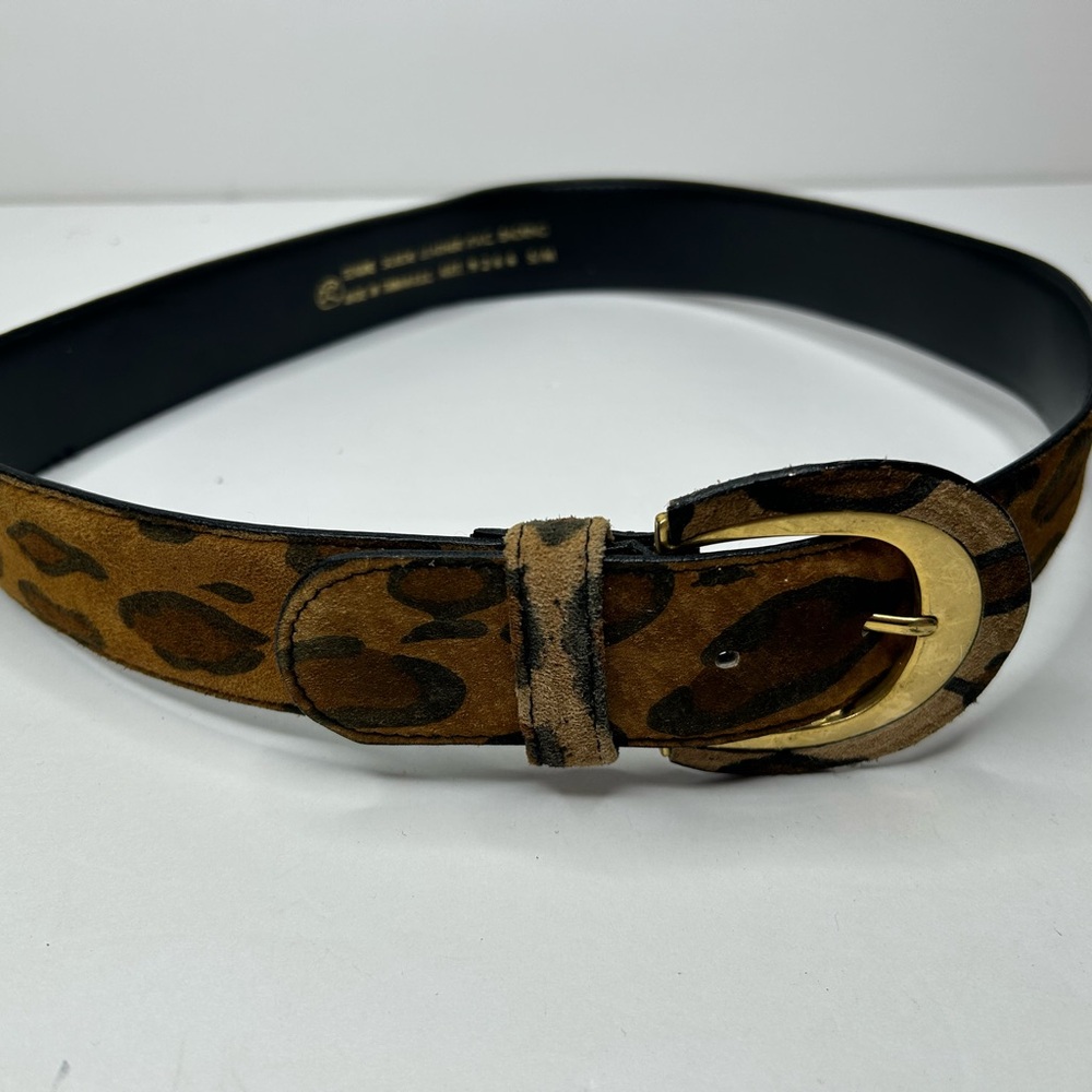 Genuine Leopard Suede Leather PVC backing Belt-S/M